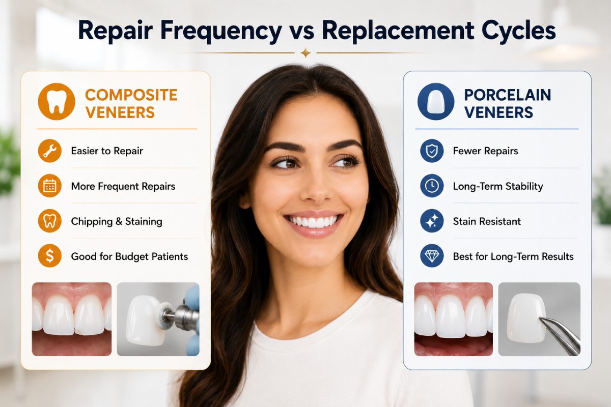 Are Cosmetic Dentistry Porcelain Veneers Worth the Extra Cost? Long-Term Results Explained 2 Repair frequency VS Replacement cycle
